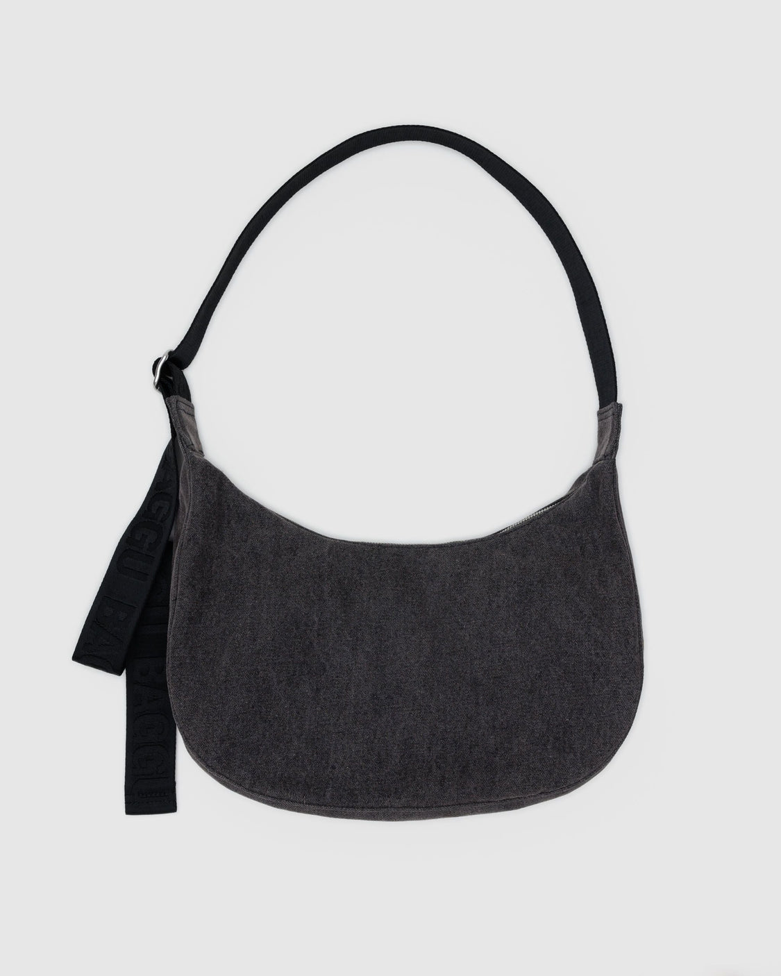 Medium Denim Crescent Bag - Washed Black Denim - Premium Pack