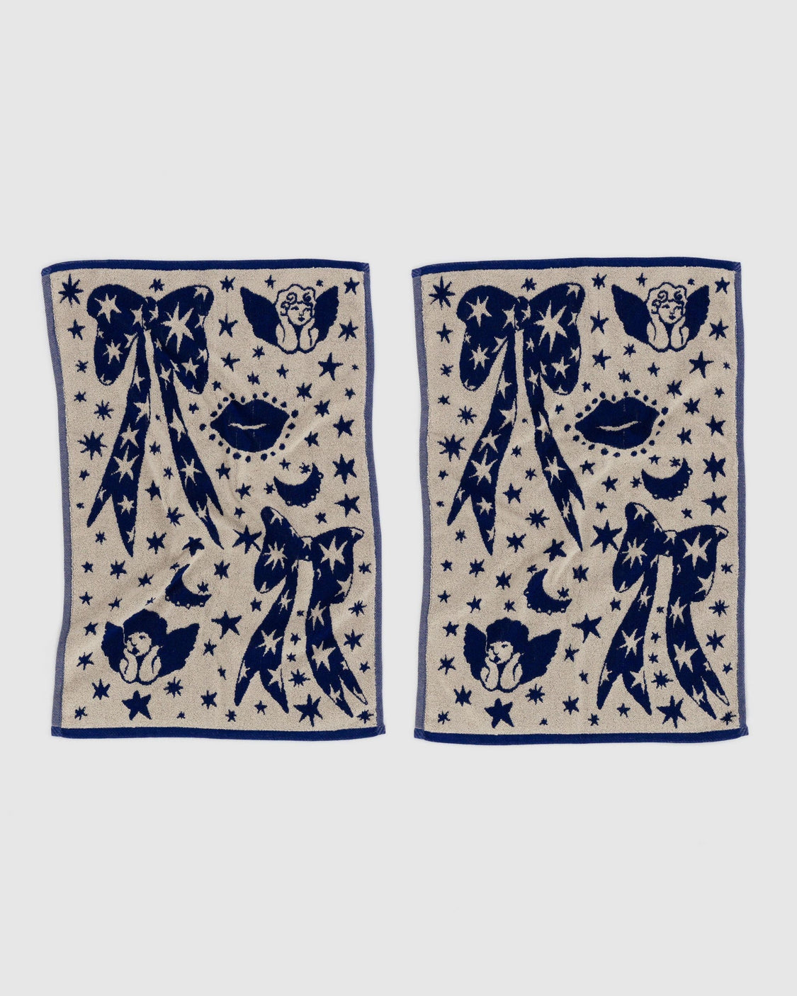 Hand Towel Set of 2 - Cherub Bows - Daily Pocket Tag