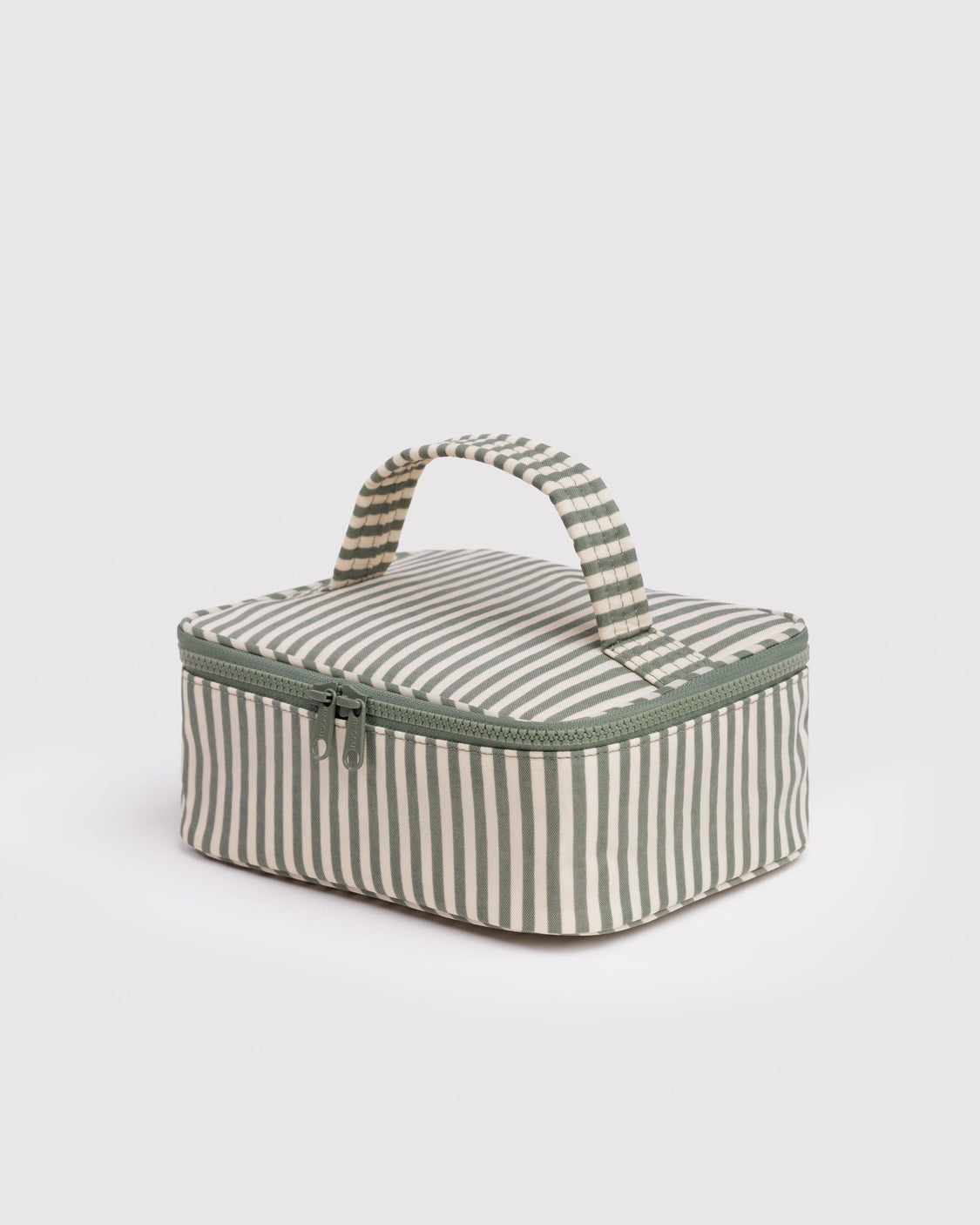 Small Cosmetic Case - Sage Stripe - Simple Organizer