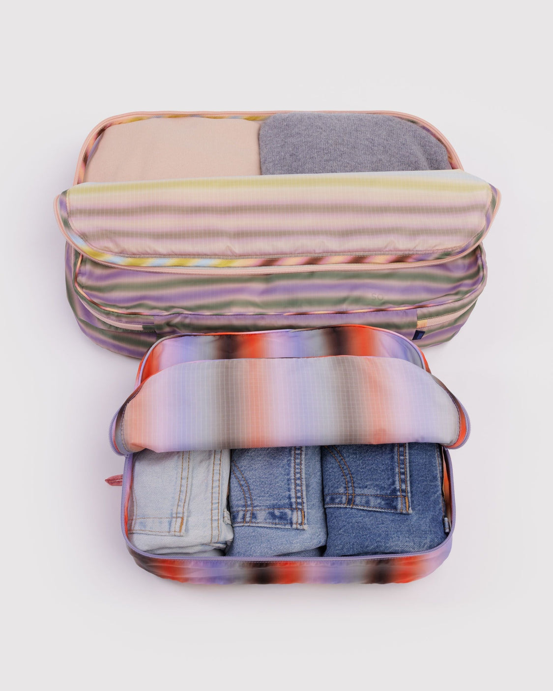 Large Packing Cube Set - Gradient Stripes - Bright Travel Organizer